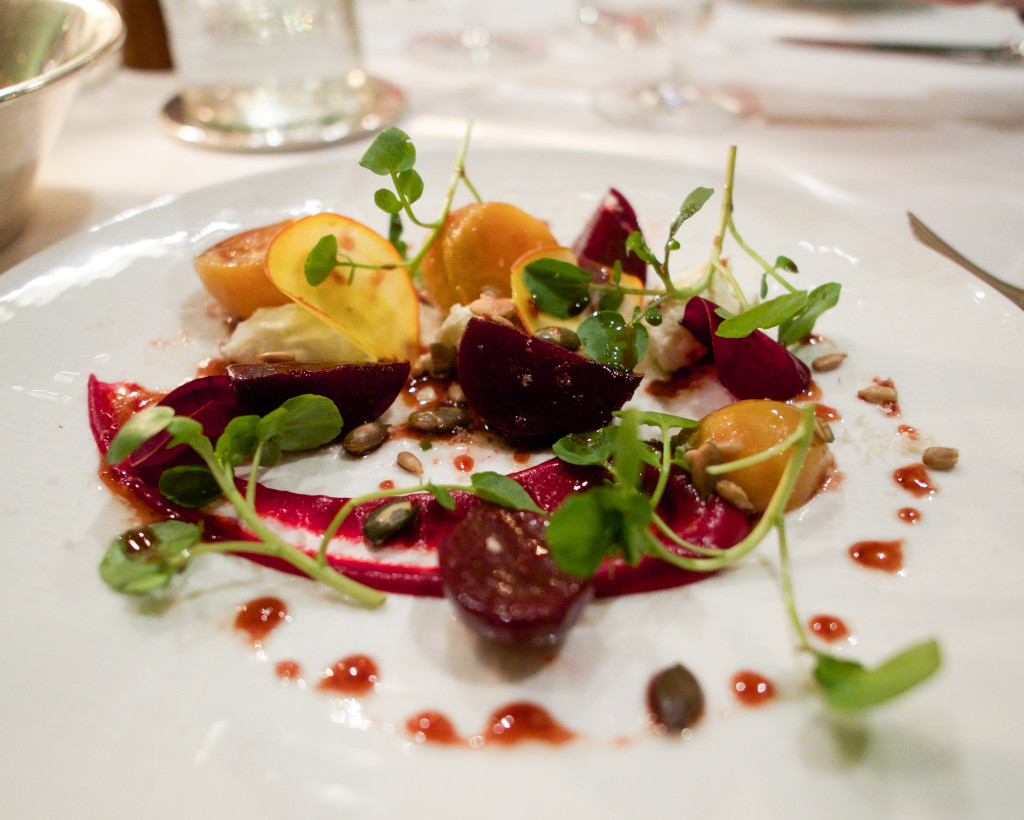 HERITAGE BEETROOT SALAD, WITH GOAT'S CURD, MERLOT